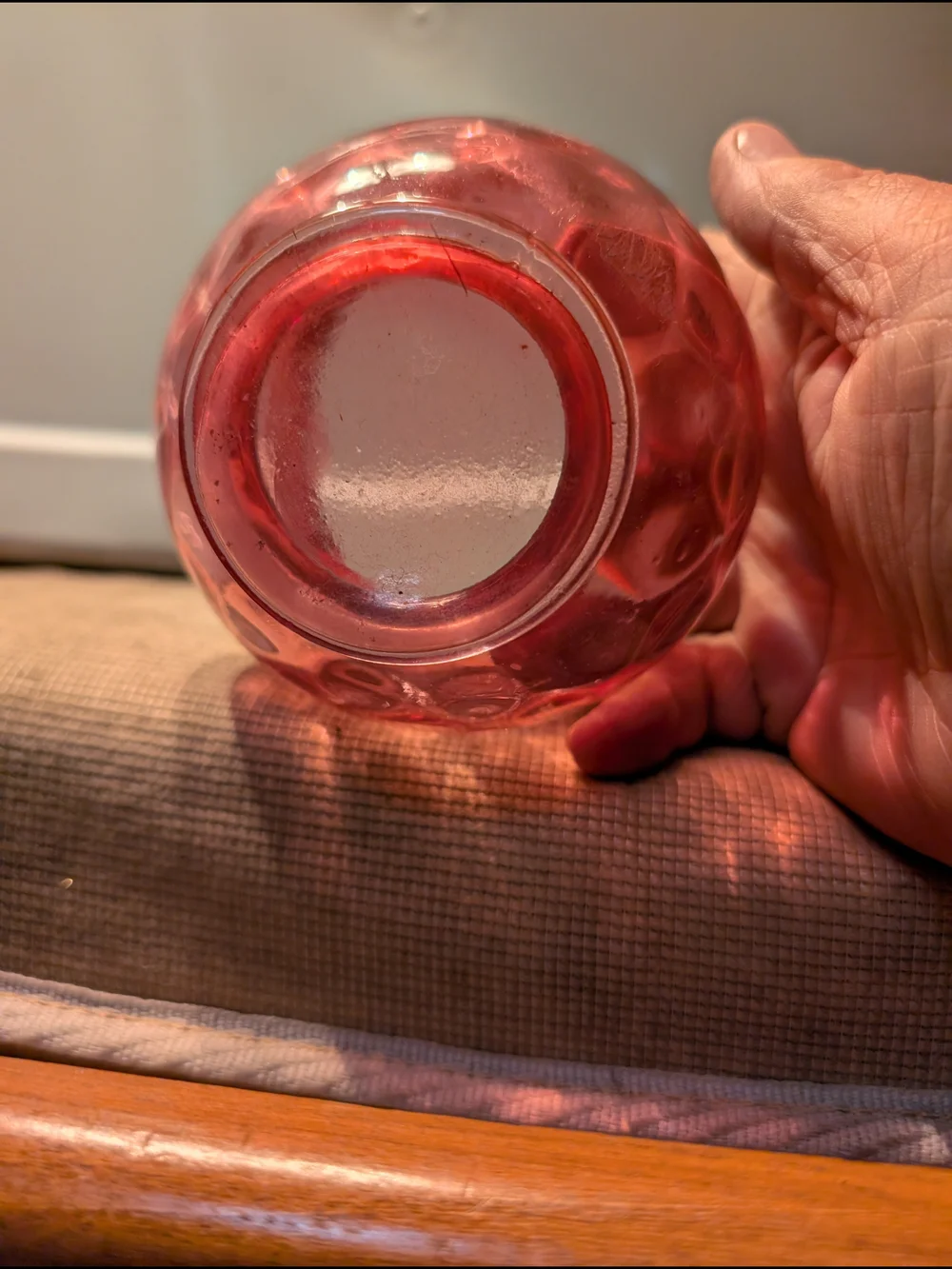 Fenton Pink Hobnail Glass Pitcher Vase